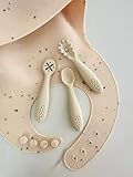leyla&e Baby Esslernlöffel (3er Set) für eigenständiges Essen | BPA-frei & LFGB-zertifiziert | Spülmaschinenfester Silikonlöffel | Lernlöffel geeignet für BLW (Beige)