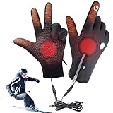 Oamger Beheizter Handschuh für Damen und Herren, USB-beheizte Handschuhe, Winter-Touchscreen, beheizte Motorradhandschuhe, beheizter Arbeitshandschuh für Wandern, Skifahren, Wandern (L)
