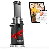 Entsafter AOBOSI-Mini slow juicer mit Rückwärts-Kau-Funktion-saftpresse elektrisch mit Bürste und 2 Tassen- Multifunktions obstpresse-elektrische Fruchtpresse-Upgrade(Schwarz, 45MM)