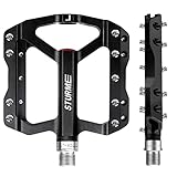 STURME Fahrradpedale,mit 3 Abgedichtete Lager CNC Aluminium MTB Pedale, 9/16 Zoll Rutschfest Anti-Staub Pedale Fahrrad, für Mountainbike/Rennrad/E-Bike/BMX/City Fahrrad Pedale.(schwarz)