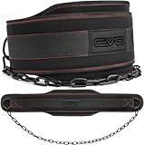 EVO Fitness Dip Gürtel robust 36' verstellbare Kette Gewichthebergürtel 6.25' Rückenstütze Hebegürtel Dip Gürtel Kinn Klimmzüge Männer und Frauen Bodybuilding Powerlifting Workout Traini (Schwarz)