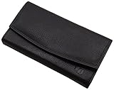 myledershop Echt Kalbsleder Kellnerbörse/Geldbörse/Geldbeutel/Portemonnaie/Portmonaise/Geldtasche/Portmonee MJ-Design-Germany in Schwarz