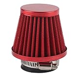 For Luftfilter Motorrad--38Mm Luftfilter Runde Konische Universal Auto Kaltluftaufnahme Induktionskit Für Gelände Motorrad Atv Quad Dirt Pit Bike(Rot)