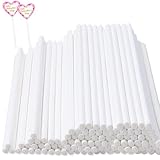 Comforty 100 Stücke Cake Pop Stiele Weiss, 150mm 3.5mm Lolli Stiele aus Papier für Cake Pop Ständer umweltschonende