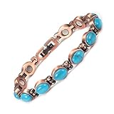 EnerCoppeX Kupfer-Magnetarmbänder für Männer und Frauen mit starken Magneten, 12 eiförmige Türkisfarben, 99,99% reines massives Kupfer, Armreif, Schmuckgeschenk