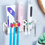 YYBO Zahnbürstenhalter, Zahnbürstenhalter Wand Ohne Bohren Elektrische Zahnbürste Halterung, Aufsteckbürsten Halter Badezimmer Zahnpasta Zahnbürsten Halter für Kinder Familie