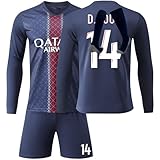 Generisch Fußball Trikot für Kinder Erwachsene Langarm Football Kit Heim/Auswärtstrikot Jungs Fussball Trikots Trainingsanzug