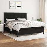 Willood Boxspringbett mit Matratze Schwarz 180x200 cm Stoff Block mit Quadraten Hohes Kopfteil