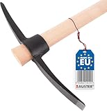 BAUSTER® Spitzhacke mit Holzstiel beidseitig bestückt Keilhaue Pickel Hacke Pionierhacke Kombihacke zum Auflockern von harten Böden Gartenhacke nützlich zum Aufbrechen von Mauern Kreuzhacke (2,5 kg)