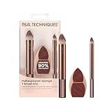 Real Techniques Makeupsaver Schwamm + Pinsel Trio, Make-up Blending Schwamm & Pinsel für flüssige & Cremeformulierungen, imitiert Fingeranwendung & reduziert Make-up-Abfall, tierversuchsfrei &