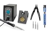 QUICK 969A+ analoge Industrie-Handlötstation 70W Arbeitstemperatur 200°-450°C regelbar, kalibrierbar, Set mit Ablageständer und 5 teiligem Zubehör