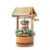 3 Pagen® Pflanztopf Wunschbrunnen Tannenholz, Wunschbrunnen Pflanzkübel, Ziehbrunnen Pflanzenständer, 83 x 49 x 37,5 cm, Dekobrunnen für Garten, Gartenbrunnen Blumenkübel Blumentopf Blumenkasten
