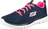 Skechers Damen Graceful Get Connected Sneaker,Navy Mesh Hot Pink Trim, 40 EU