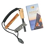 Feuerstarter-Set: 8, 10 oder 12 mm Dicke | Bis zu 15000 Zündungen | Feuerstahl Outdoor mit Paracord-Kienspan und Schaber | Feuerstein für Camping, Outdoor, Bushcraft (12 MM Stark)