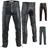 Radmasters Herren Lederhose lederjeans bikerjeans Jeans Hose aus Echtleder seitlich geschnürt 54 Schwarz