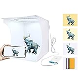 Huanxin Mini-Ring-Licht-Foto-Studio-Licht-Box, Softbox Tragbares Falten Fotografie Lichtzelt Kit 12.2 X12.2 X12.9 Inch, Mit 64Pcs LED-Leuchten + Mit 6 Farben-Hintergrund