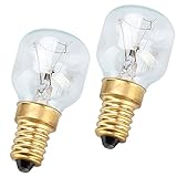 com-four® 2x Backofen-Lampe bis 300° C, warm-weiße Herd-Glühbirne 40W, E14, P45, 230V (02 Stück - 40W goldfarben)