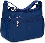 WACCET Umhängetasche Damen Groß, Wasserdichte Nylon Crossbody Bag Damen mit Verstellbarem Breitem Schultergurt, Handtasche Damen mit Vielen Fächern, Leichte Schultertasche für Reisen, Arbeit