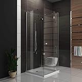 Alpenberger Duschkabine U Form | Duschkabine 3 Seitig Duschabtrennung mit Antikalk | Komplettdusche aus ESG Sicherheitsglas | Glasdusche mit Pendeltür (80 x 90 x 80 cm)