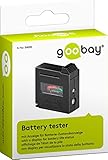 Goobay 54020 Batterietester für alle Batterien & Akkus Batterietester für AAA, AA, C, 9V, D, N & 1,5V Knopfzelle Batterieprüfgerät mit Display Schwarz