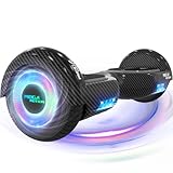 MEGA MOTION 𝐇𝐨𝐯𝐞𝐫𝐛𝐨𝐚𝐫𝐝, 6,5 Zoll mit Bluetooth-Lautsprecher und LED-Radlichtern, geeignet für Kinder und Jugendliche (Schwarz)