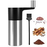 BIZOI Muskatnuss Mühle, Edelstahl Muskatreibe mit Aufbewahrung für 3 Muskatnüsse, Muskatreibe mit Verlängertem Griff und Kleiner Bürste, Muskatmühle mit Kurbel für Küche Restaurant Kochen
