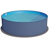 Summer Fun Stahlwandpool rund Größe wählbar, 120cm tief, Stahl 0,4mm anthrazit, Folie 0,4mm blau, Einhängebiese 300