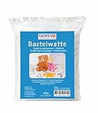 Glorex 6252105 6 2521 5 - Bastelwatte, 100 g, weiß, 100 % Polyester, waschbar und hygienisch, flauschiges Füllmaterial für große Füllungen wie Kissen