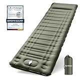 Arlierss Isomatte, 12CM Dicke Luftmatratze Camping mit Fußpresse Pumpe und Kissen, Anti-Ripstop Tragbar Schlafmatte Outdoor für Wandern, Reise, Strand-Armeegrün