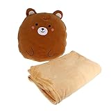 CLISPEED Kopfkissen Vlies Auto Bett Plüsch tragbar überwintern kuschelig klimageraete klimageräten Pillows in einem Kissen Klimaanlage Decke Schlafversorgung Baumwolle Brown