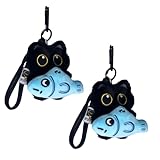 Niedlicher Katzen-Schlüsselanhänger, 3D-Cartoon-Charm-Anhänger, Ornament mit Fischen, Plüsch-Schlüsselanhänger – für Geldbörse, Tasche, Mädchen, Teenager, Kinder, Frauen, Handtaschen, Rucksäcke