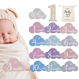 Mesi Baby Marker, Baby Marker Karten - Fotokarten mit Zeichen der Monate des Babys | Monatsmarker in Wolkenform für und Mädchen, Acryl-Fotoschild, Geburtsankündigung u