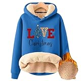 Einfarbige Hoodies für Teenager, Damen, Pullover, flauschiges Fleece, Sweatshirt, übergroßer Kordelzug, gemütlich, warm, blau, 3XL