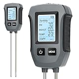 Heemol PH Messgerät 5 in 1, Multifunktionaler Bodentester für Fruchtbarkeit, PH, Luftfeuchtigkeit, Temperatur, Licht, Hochpräzises Bodenmessgerät für Gärten, Pflanzen und Zimmerpflanzen