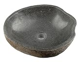 Naturstein Hand-Waschbecken Aufsatzwaschbecken Vulkanstein Andesit Findling grau 40 x (10-12) x 40 cm, Gewicht: 20 kg