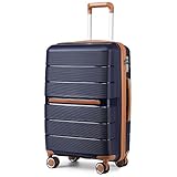 British Traveller Reisekoffer Mittelgroß Koffer Trolleys Mittelgroß Hartschalenkoffer 100% PP Handgepäck Koffer mit 8 Spinnerräder Rollkoffer 66 * 43.3 * 28.5cm Suitcase TSA-Schloss Neu Dunkelblau