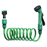 Gartenschlauch, Spule, erweiterbarer Wasserschlauch mit Sprühdüse, 5 Bewässerungsmodi, ergonomisch, leicht, für Boote, Wohnmobile, Reinigung