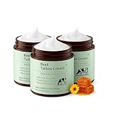 3 Stk. Bio-Rindertalg (Rindertalg) & Honig-Creme (360g/12,6oz) | Aufgeschlagenes leichtes Textur für Gesicht & Körper | Tiefenfeuchtigkeit, nicht komedogener Wirkstoffaufbau