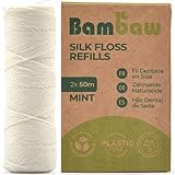 Bambaw Zahnseide Echte Seide | Dental Floss Biologisch | Abbaubare Zahnseide Gewachst | Zahnseide Floss | Zahnseide Nachhaltig | Zahnseide Bio | Natürliche Zahnseide | 2x50 Meter lang