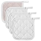 Apausvcm 4 Stück Topflappen Baumwolle,Hitzebestaendig Topflappen Kitchen,Ofen-Mikrowellen-Topflappe,Anti-Rutsch Topfuntersetzer,Waschbare Schutzlappen zum Kochen Backen Küchenzubehör Grillzubehör