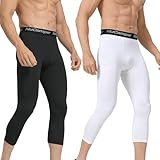 NuCamper Kompressionshose Herren 3/4,Laufende Atmungsaktiv Funktionsunterhose Leggings Sport Kompressionss Tights Basisschicht Schnell Trocknende Hose für Basketball Fitnesss Athletisches