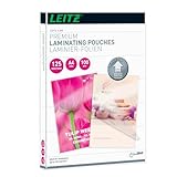 Leitz Heißlaminierfolien A4 125 mic, Laminierfolien in Premium-Qualität im 100er Pack, Glänzend, Transparent, Vereinfachtes Einlegen durch UDT, iLAM, 74810000