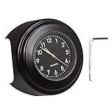 Junerain 22–25 mm Durchmesser Motorrad Lenker Quarzuhr langlebig praktisch multifunktional klassisch wasserdicht leuchtend Uhr Motorrad Uhr (Farbe: schwarz)