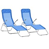Gecheer Klappliegen 2 STK. Gartenliege Campingliege Sonnenliege Strandliege Klappbar Liege Kippliege Saunaliege Relaxliege Liegestuhl Klappliege Textilene Blau