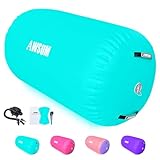 AWSUM Aufblasbare Air Rolle Turnen Gymnastik Yoga Rolle Trainingsmatte Turnmatte Gymnastikmatte Fitnessrolle mit elektrischer Luftpumpe Grün 100x60cm