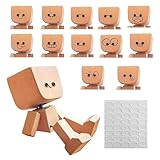 Schüttelmann Holz Schüttelmann aus Holz Holzfigur Auto Wackelnder Holzmann Holzfiguren Auto Figuren Armaturenbrett Figur Holzfigur Beweglich Charmante Kleine Holzfigu-r mit 1 Klebepunkte Doppelseitig