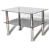 vidaXL Couchtisch Glas 2 Ebenen Tisch Beistelltisch Wohnzimmertisch Glastisch