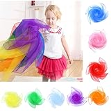 Cutiolly Jongliertücher,8pcs Chiffontücher für Tanzen,Bunt Square Jongliertücher,Kindergarten Tücher,Tanz Tücher,Gymnastiktücher, Aktivitäten Zubehör Dekoration zum Spielen Rhythmik Jonglier