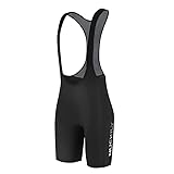 NUCKILY Radler-Trägerhose für Herren, Wettkampfqualität, gepolstert, schnell trocknend, Fahrradhose für Rennradfahrten, Schwarz , XS