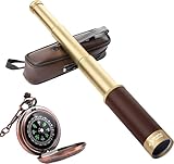 Laupha Retro Pirat Teleskop Monokular 25x30 Zoomable Vintage Kapitän Jack Spyglass BAK-4 Linse Fernrohr Kinder Faltbar Tragbar Pocket Monokular with Kompass Erwachsene für Outdoor Camping